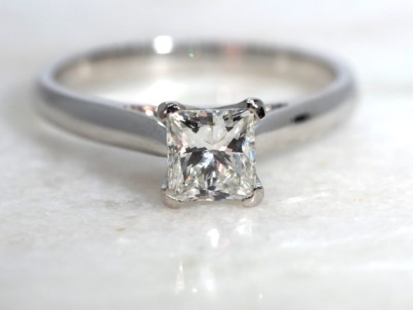 Princess Square diamond ring GIA Certified diamond near 1 carat
